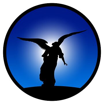 Artwork thumbnail, Angel Statue Silhouette (bordered) by ANGELSONLY
