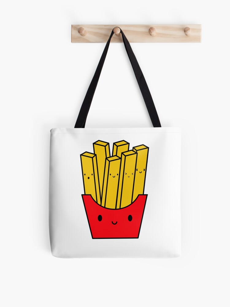 Cute Kawaii French Fries with Custom Name Reusable Grocery Bag