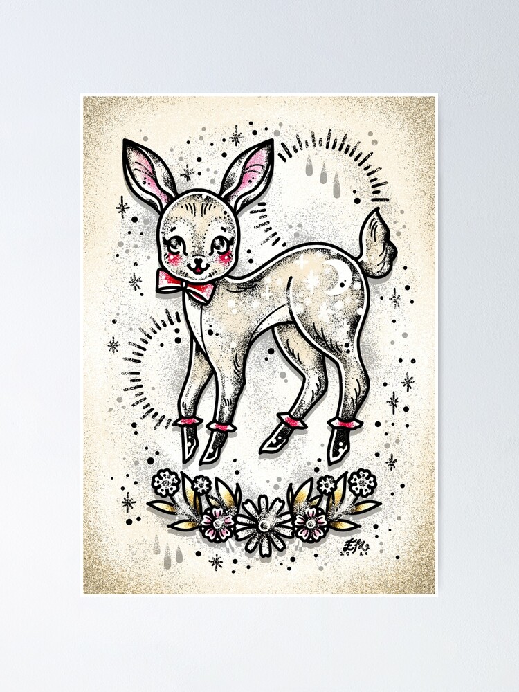 Cute Deer Watercolor Flower Doodle Style Stock Vector (Royalty Free)  2342361641 | Shutterstock
