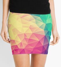 Abstract Polygon Multi Color Cubism Low Poly Triangle Design Mini Skirt