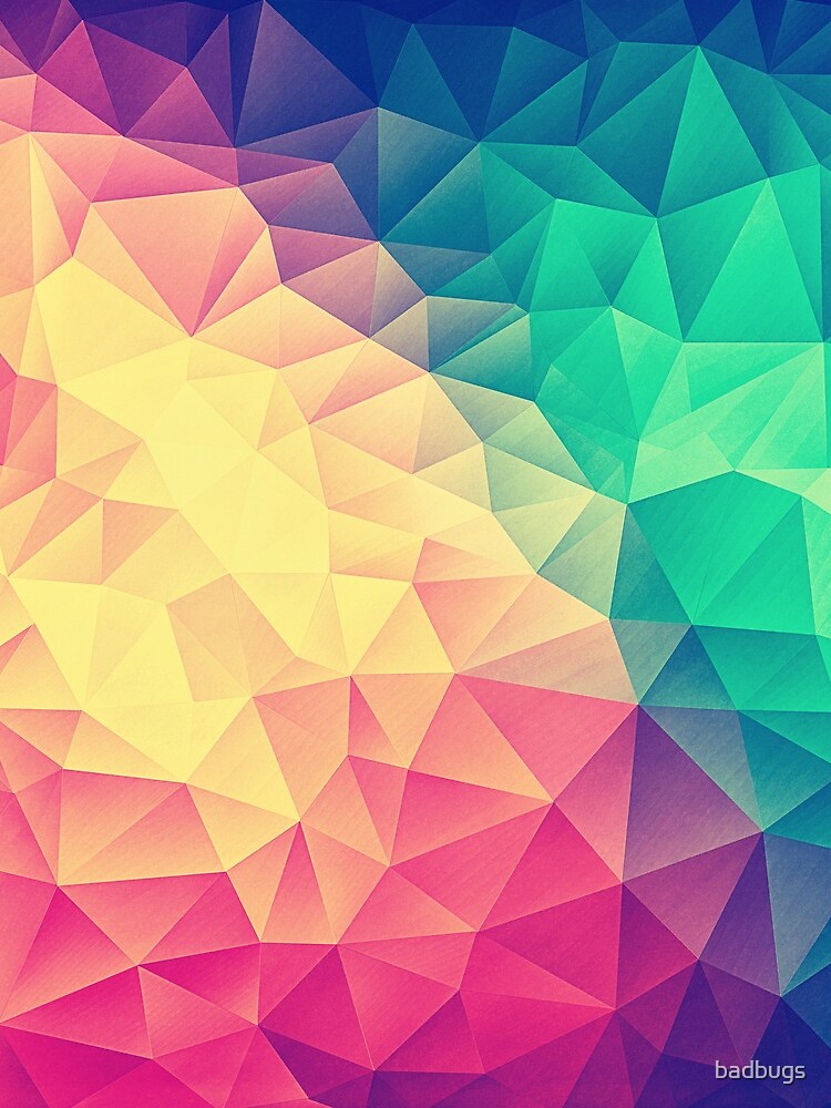 Abstract Polygon Multi Color Cubism Low Poly Triangle Design by badbugs