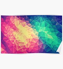 Abstract Polygon Multi Color Cubism Low Poly Triangle Design Poster