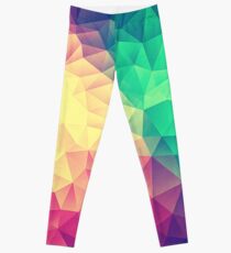 Abstract Polygon Multi Color Cubism Low Poly Triangle Design Leggings