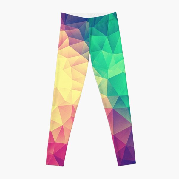 Abstract Polygon Multi Color Cubism Low Poly Triangle Design Leggings