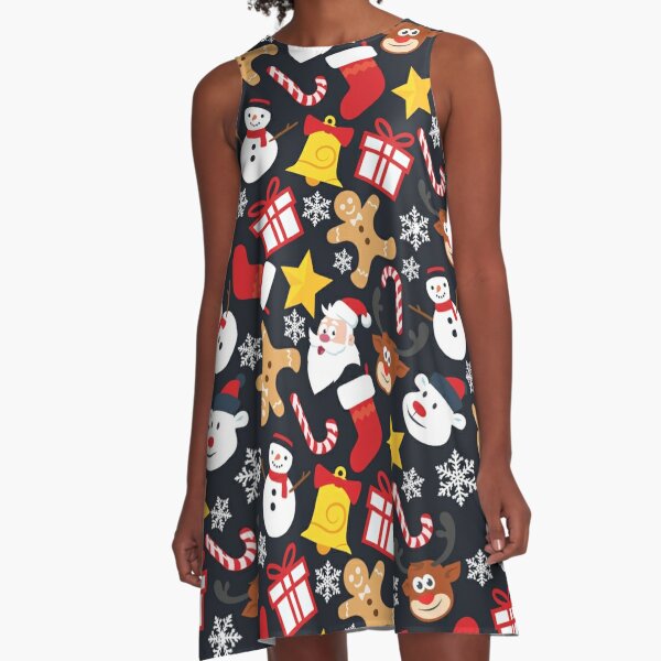 Cool Christmas Collage A-Line Dress
