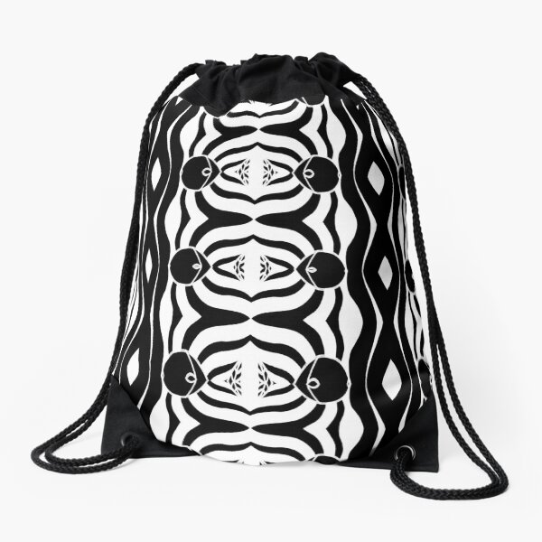 Symmetry In Black and White Drawstring Bag