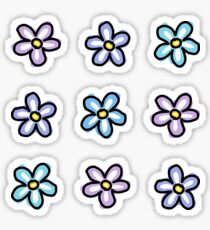 Pegatina Flores azul turquesa moradas (9 paquetes múltiples)