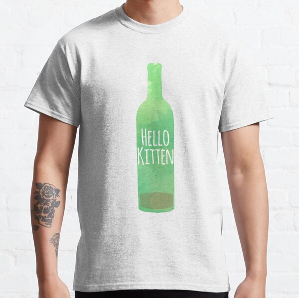Hello Kitten wine bottle with writing Classic T-Shirt