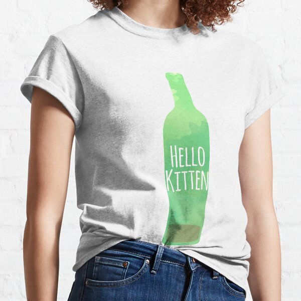 Hello Kitten wine bottle with writing Classic T-Shirt