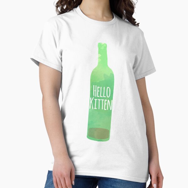 Hello Kitten wine bottle with writing Classic T-Shirt