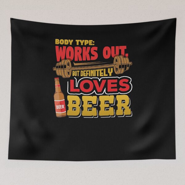 Item preview, Body Type: Works Out But Definitely Loves Beer T-Shirt designed and sold by woodsgoodsco.