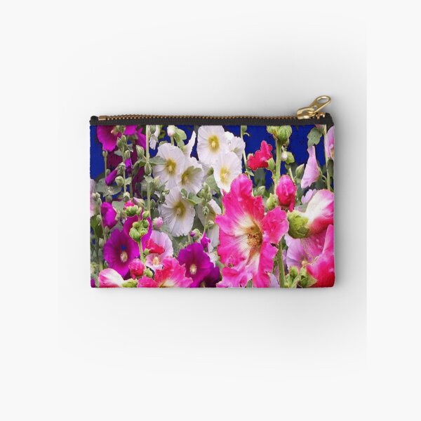 Item preview, PURPLE-PINK HOLLYHOCKS FLORAL BLUE GARDEN  designed and sold by sharlesart.