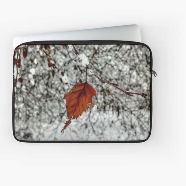 leaf on a snowy tree Laptop Sleeve