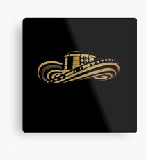 Kolumbianischer Sombrero Vueltiao in Blattgold und schwarzer Tinte Metallbild