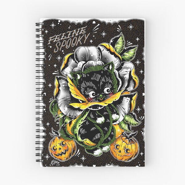 Item preview, Feline Spooky Black Cat in Rose Traditional Tattoo Flash designed and sold by Ella Mobbs.