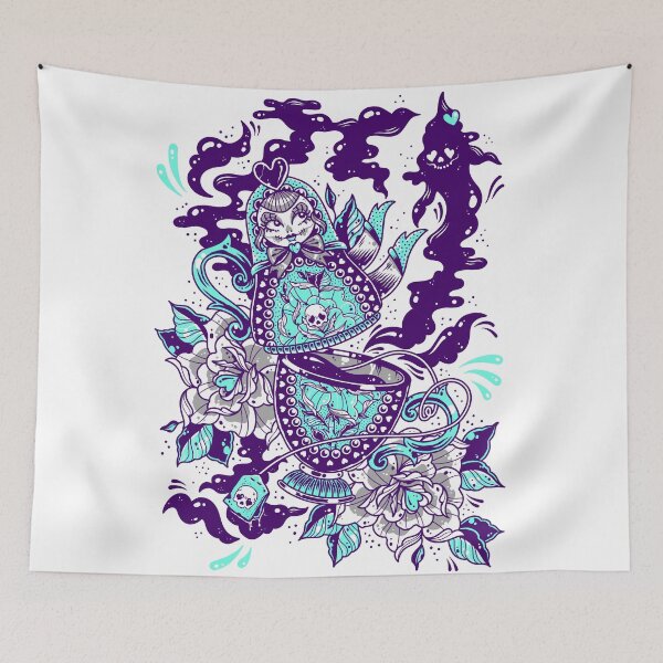 Item preview, Stacking Doll Teacup with Ghost Traditional Tattoo Flash designed and sold by Ella Mobbs.