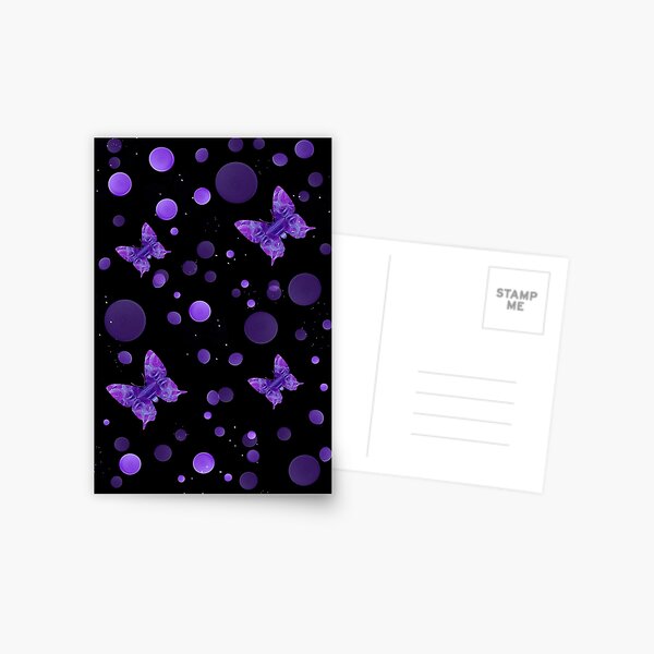 Purple Butterflies and Dots Postcard