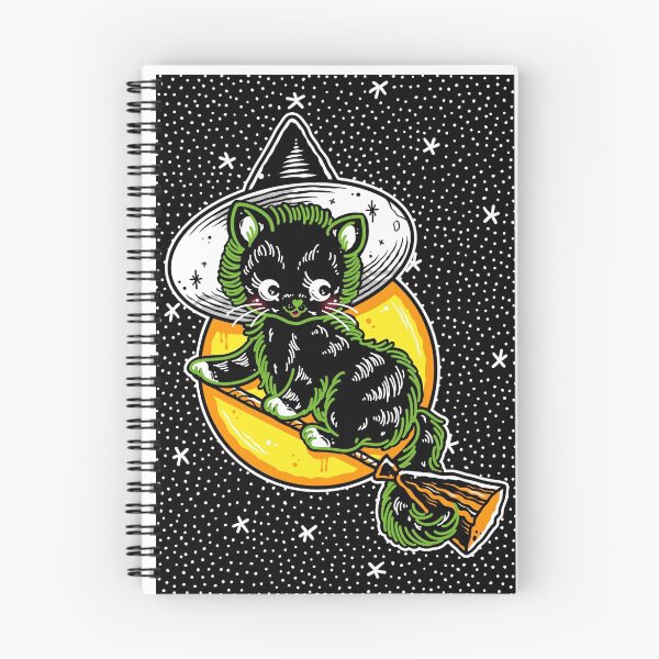Item preview, Halloween Cat on Broom Traditional Tattoo Flash designed and sold by Ella Mobbs.