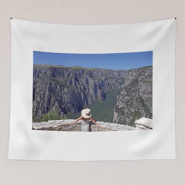 Item preview, little girl with white hat on the viewpoint Vikos gorge Greece  designed and sold by goceris.