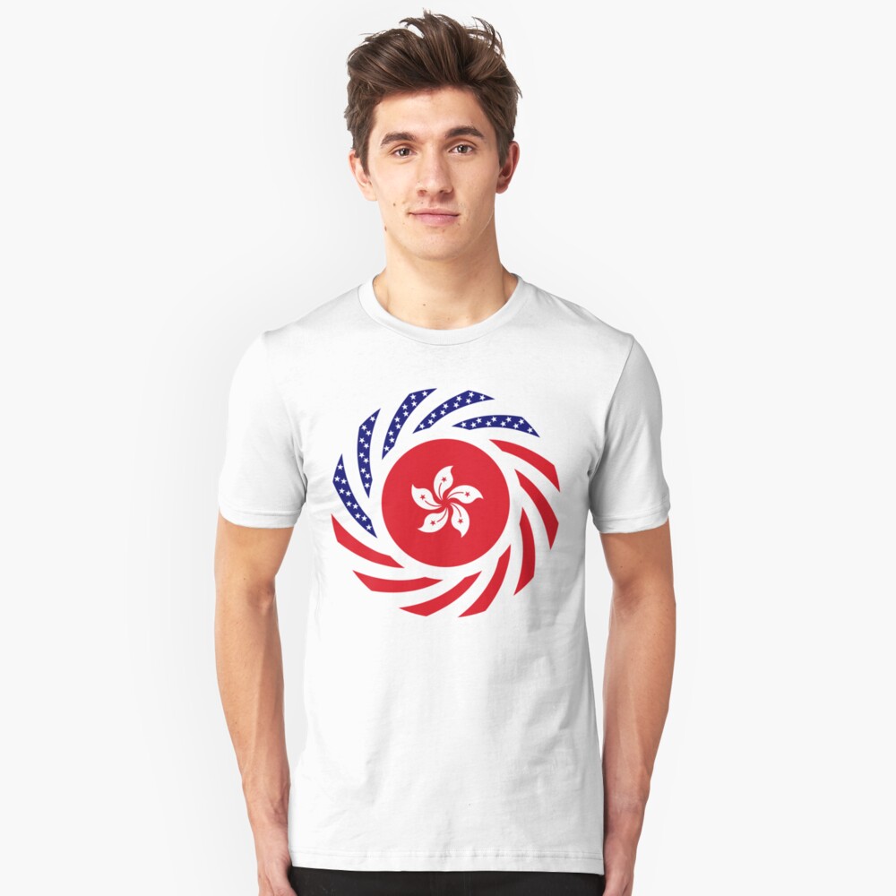 Hong Kong American Multinational Patriot Flag Series Slim Fit T-Shirt