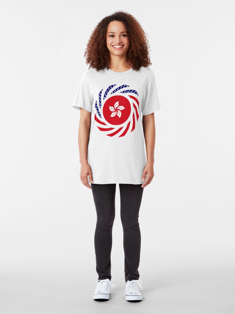 Alternate view of Hong Kong American Multinational Patriot Flag Series Slim Fit T-Shirt