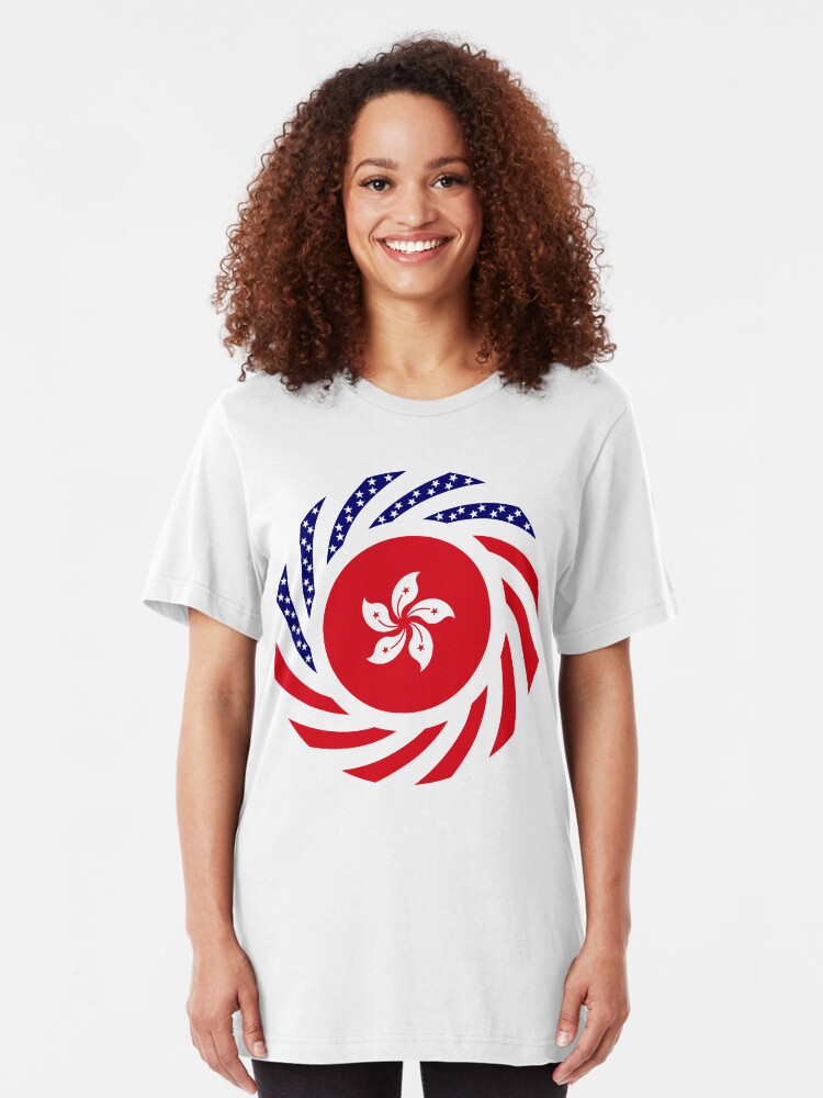 Alternate view of Hong Kong American Multinational Patriot Flag Series Slim Fit T-Shirt