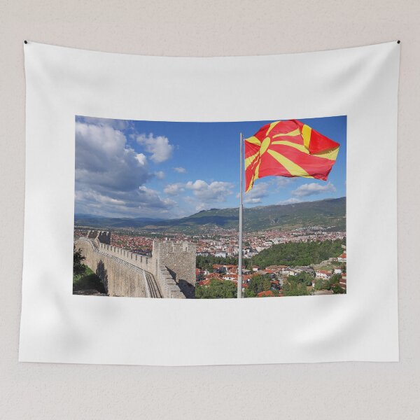 Item preview, The Macedonian flag on the Samuel fortress Ohrid Macedonia designed and sold by goceris.