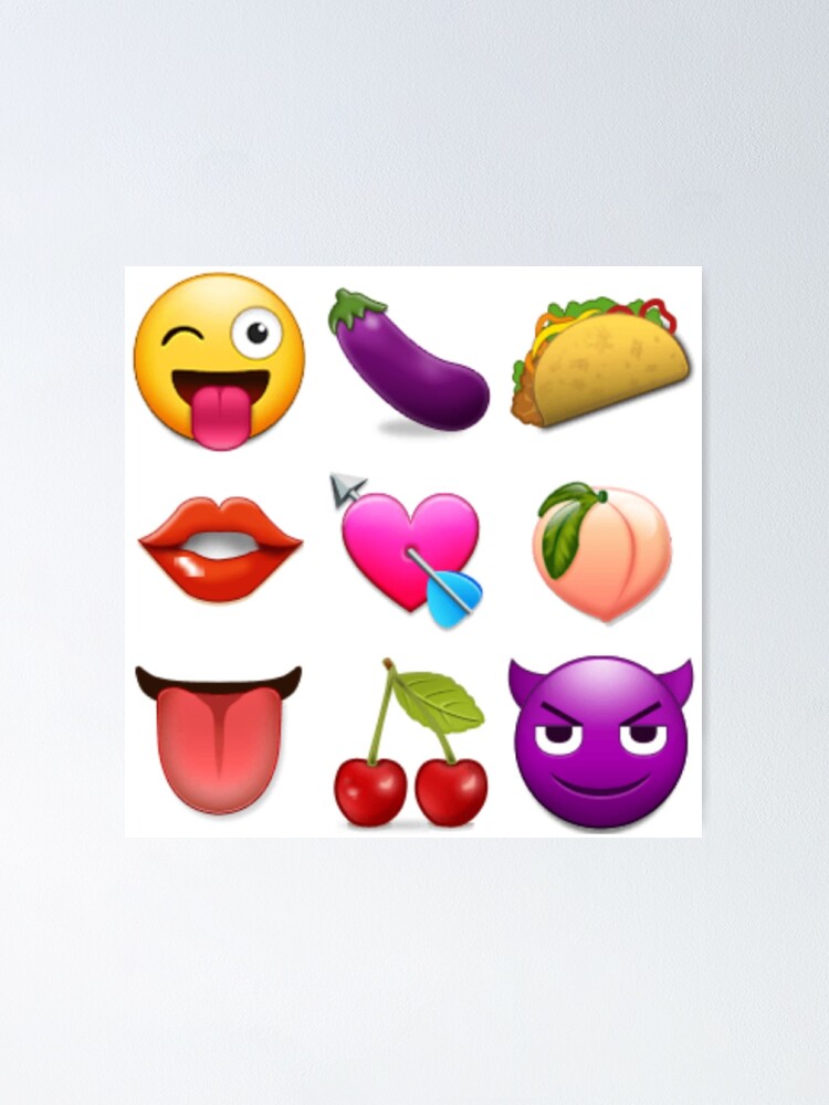 "Naughty emojis eggplant, taco, peach, lips, tongue, wink, horny devil