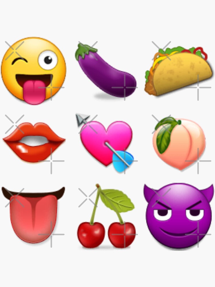 Pegatina «emojis Traviesos Berenjena Taco Melocotón Labios Lengua