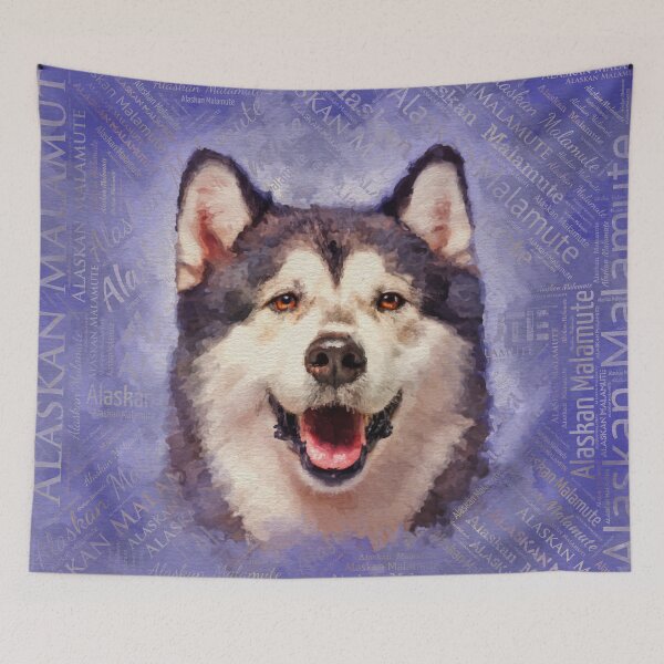 Item preview, Alaskan Malamute Portrait on word cloud designed and sold by k9printart.