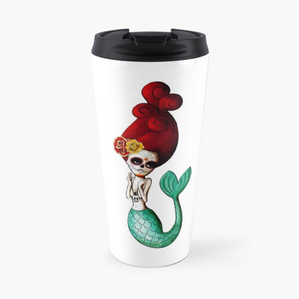 Sirena El Dia de Los Muertos Taza de viaje