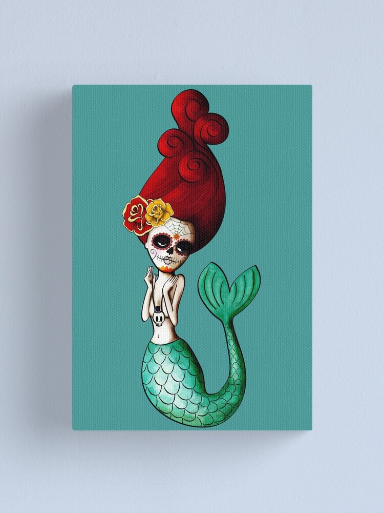 Alternate view of El Dia de Los Muertos Mermaid Canvas Print
