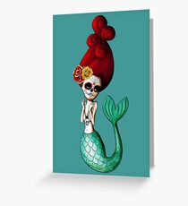 El Dia de Los Muertos Mermaid Grußkarte