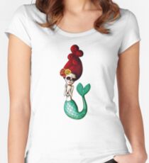 El Dia de Los Muertos Mermaid Tailliertes Rundhals-Shirt