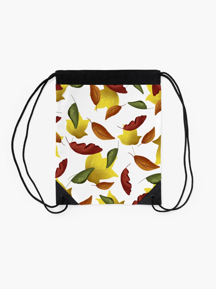 Alternate view of Falling Watercolor Leaves Drawstring Bag