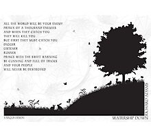"Watership Down Black and White Illustrated Quote" Photographic Prints