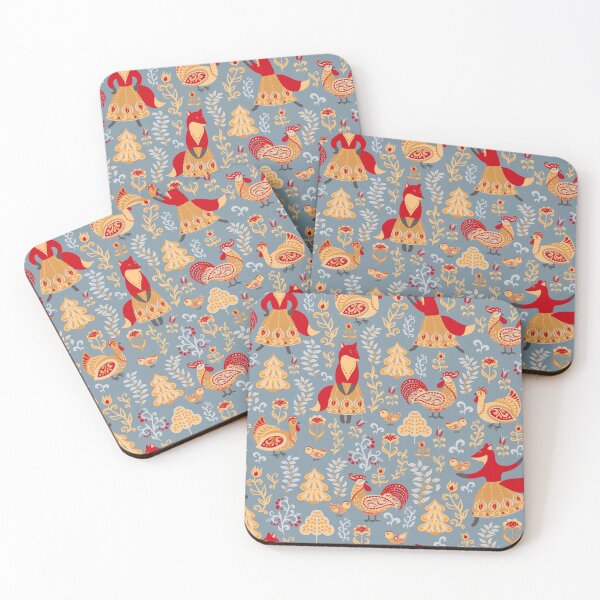 Item preview, Foxes, chickens and roosters. Decorative seamless pattern. Folk Art.  designed and sold by Skaska.