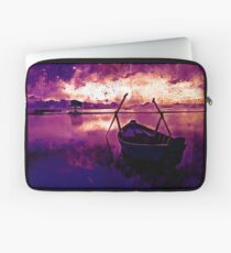 sunrise boat silence watercolor splatters late sunset Laptop Sleeve