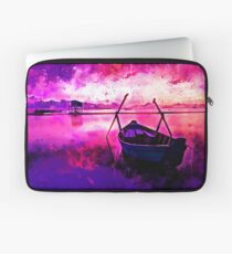 sunrise boat silence watercolor splatters Laptop Sleeve