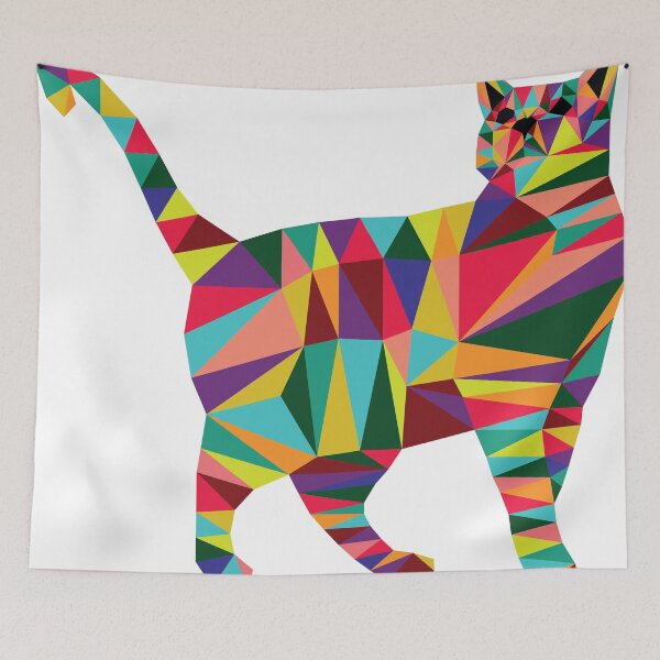 Item preview, Colorful Cat Geometric Art designed and sold by Rainbow Wild Child.
