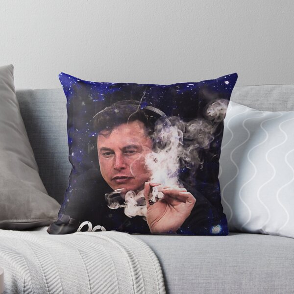 Elon Musk smoking Throw Pillow