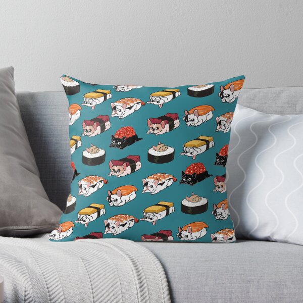 Sushi Frenchie Throw Pillow