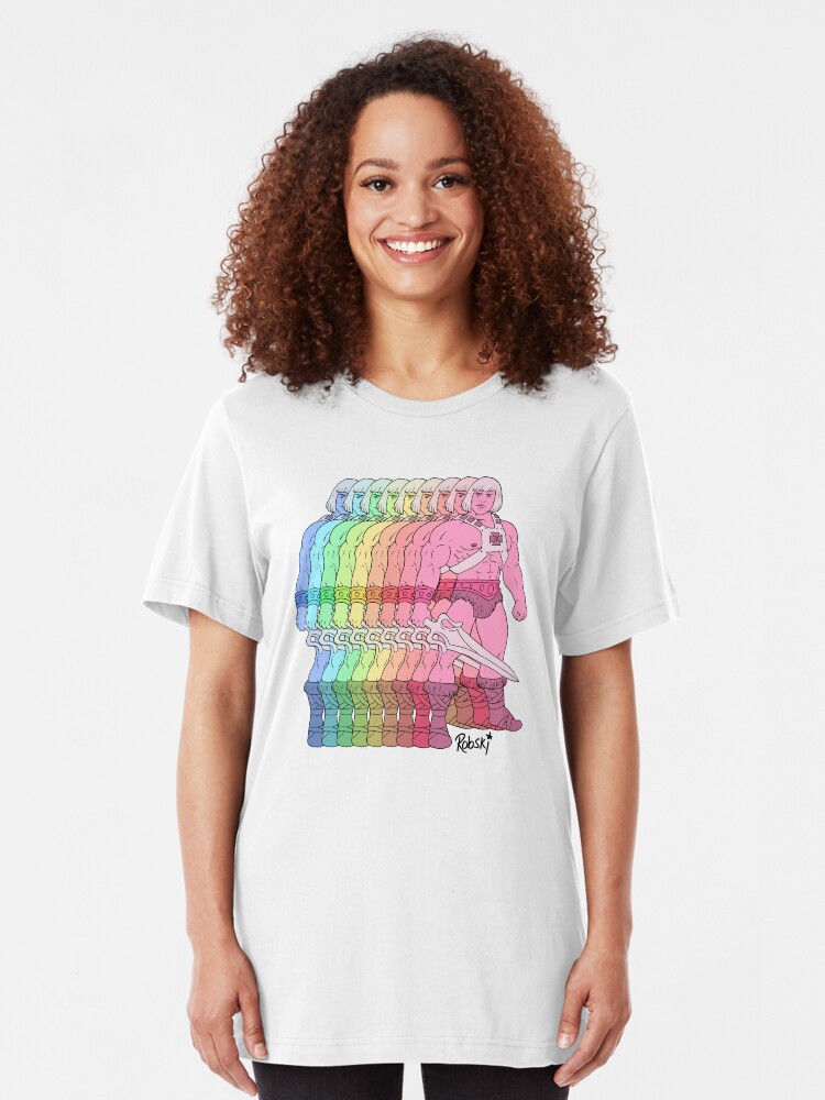 Alternate view of 80's Rainbow Heman - I have the power! Slim Fit T-Shirt