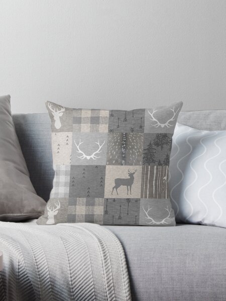 Artikel-Vorschau von Rustikales Waldpatchwork - grau und beige, designt und verkauft von SugarPineDesign.