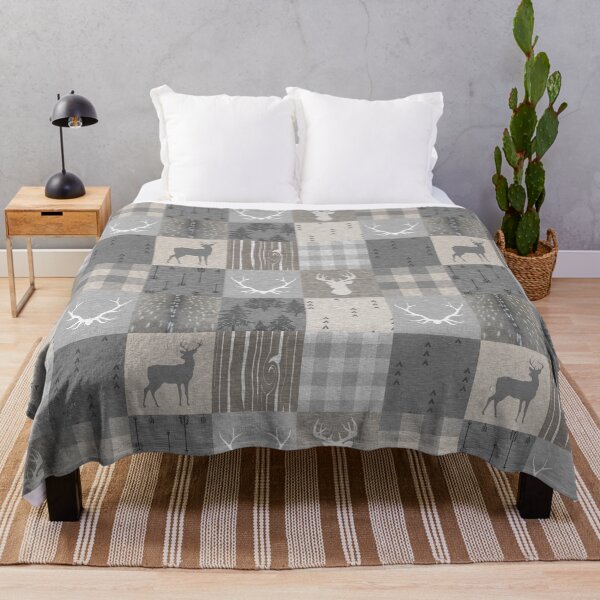 Item preview, Patchwork Rústico Woodland - gris y beige designed and sold by SugarPineDesign.