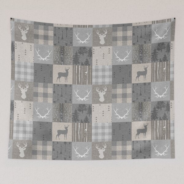 Item preview, Rustic Woodland Patchwork - grey and beige designed and sold by SugarPineDesign.