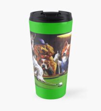 Dogs Playing Pool Travel Mug