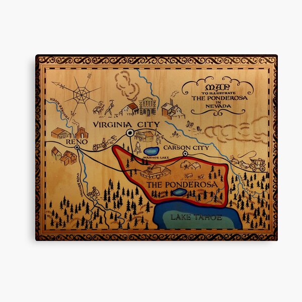 The Ponderosa Map Canvas Print