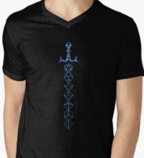 Camiseta de cuello en V Azul poliédrico siete dados conjunto de mesa RPG adicto