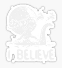 Bigfoot Sasquatch Riding Loch Ness Monster Christmas Sticker
